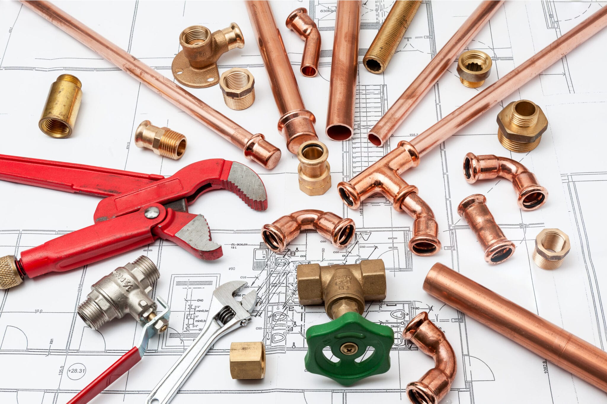 Copper pipe fittings and plumbing parts for Bartow, Florida repairs
